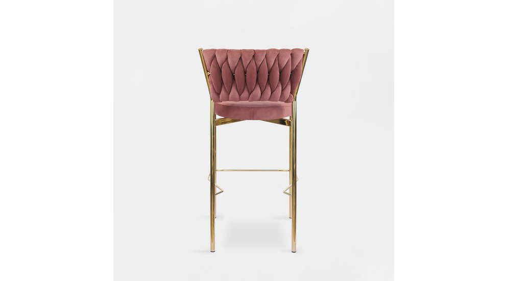 Krzesło barowe na złotych nogach różowe LIANA
