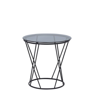 Stolik kawowy okrągły ze szklanym blatem 50 cm SANI